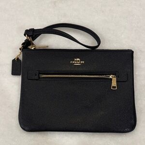 Coach Black Wristlet with Gold Details